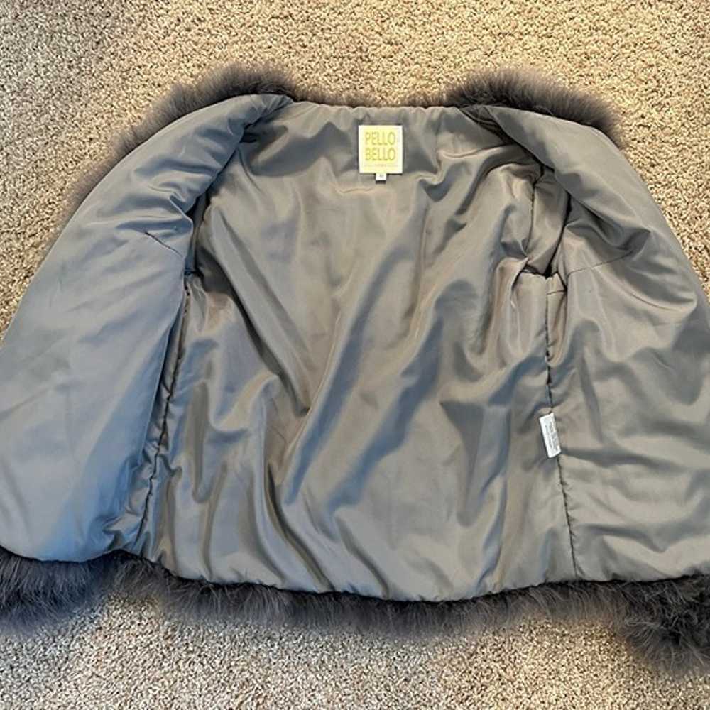 PelloBello Feather Jacket Grey Gray Size M - image 7