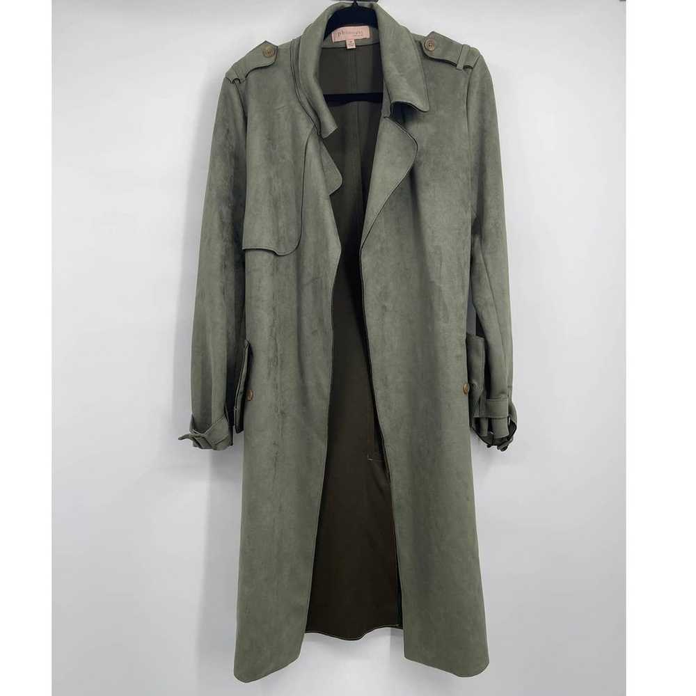 Philosophy Women's Green Faux Leather Trench Coat… - image 2