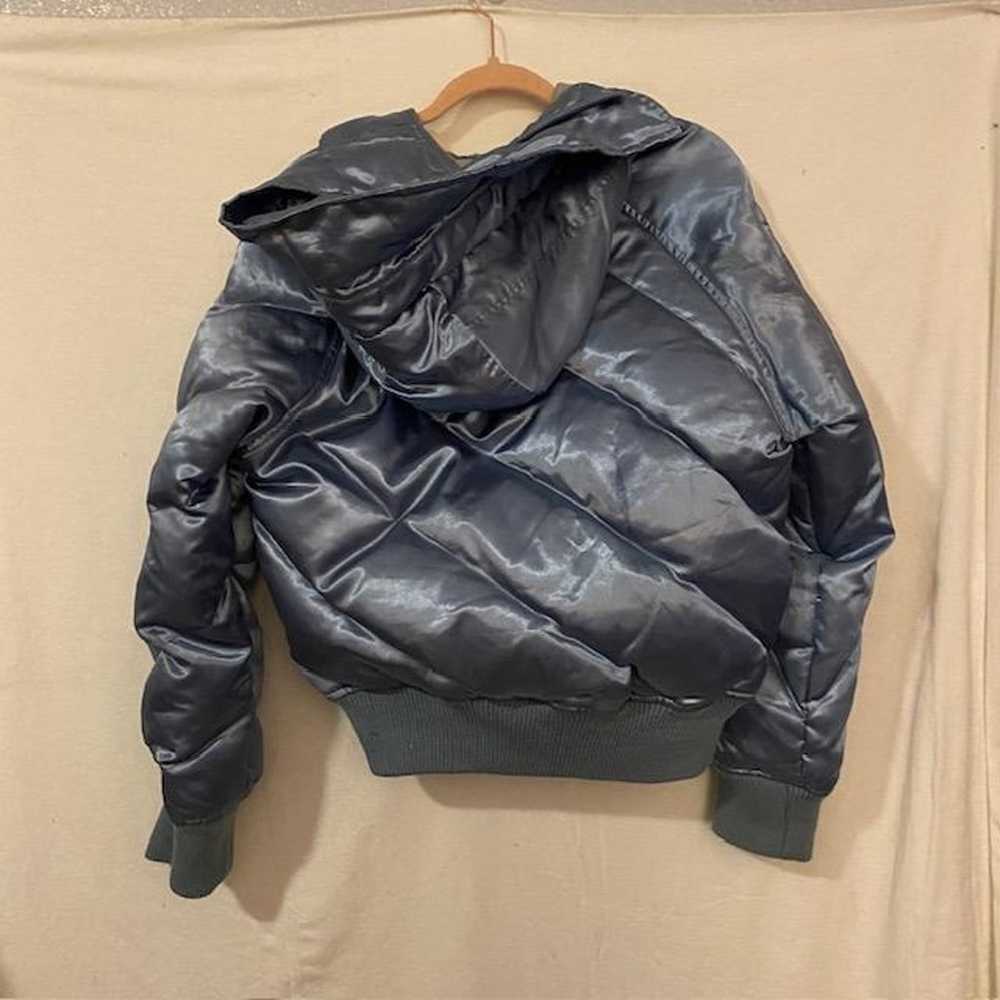 Vintage Y2K JLO Metallic Ice Blue Puffer Jacket H… - image 2