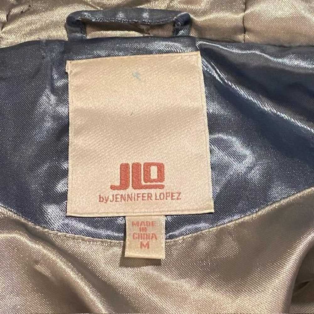 Vintage Y2K JLO Metallic Ice Blue Puffer Jacket H… - image 3