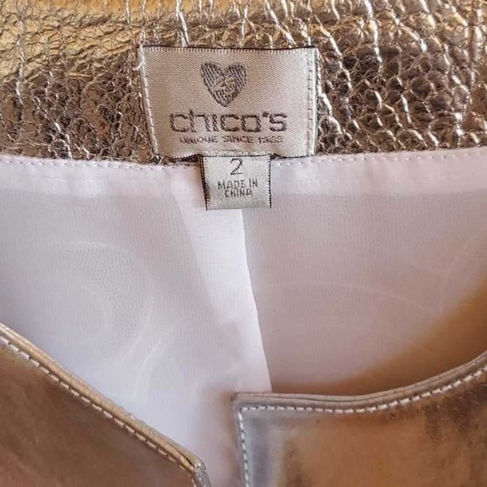 Chico's Odile Shiny Metallic 100% Leather w Mesh … - image 5