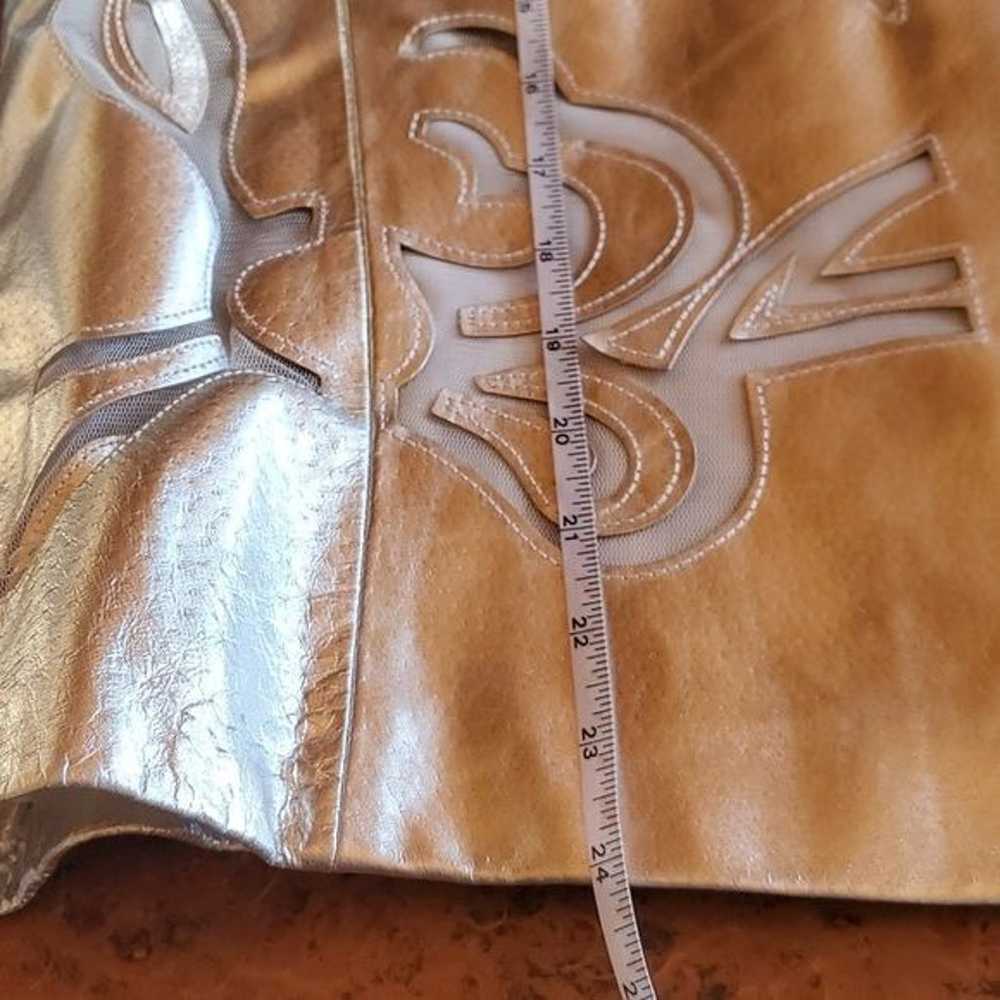 Chico's Odile Shiny Metallic 100% Leather w Mesh … - image 9