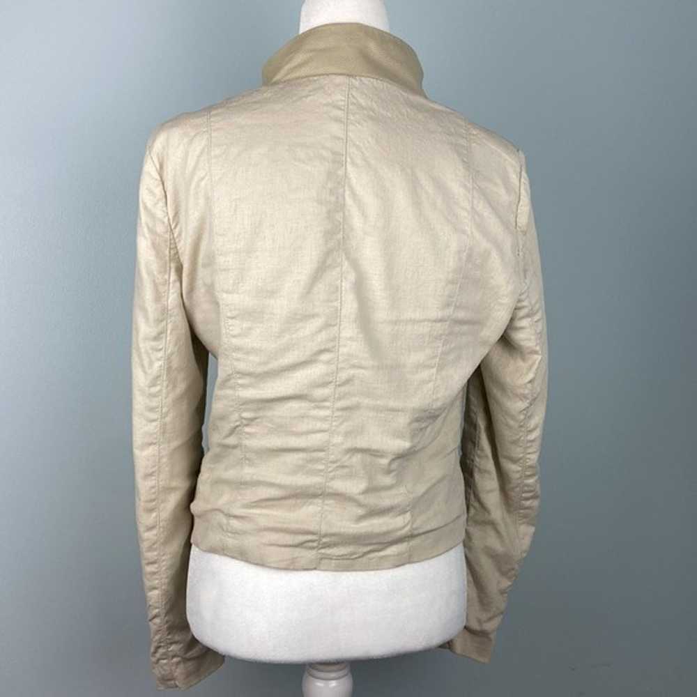 Lamarque Leather/Linen Blend Biker Jacket in Neut… - image 4
