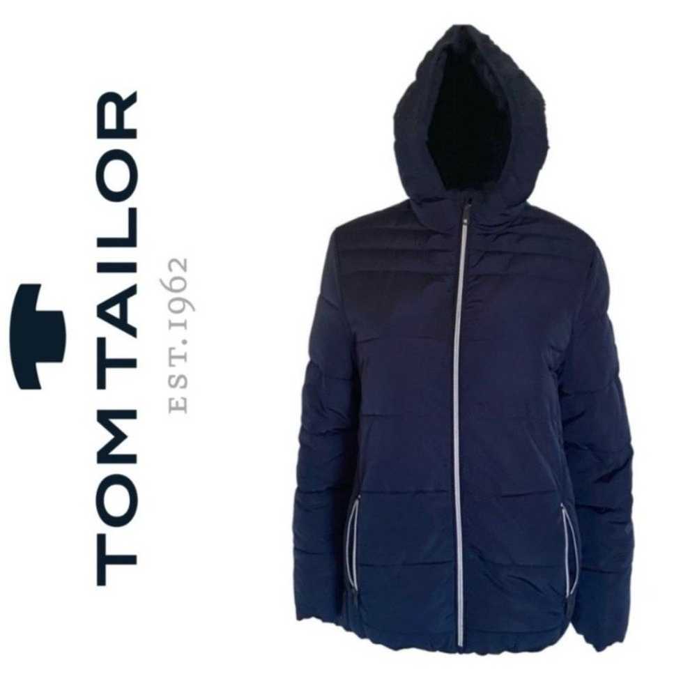 Tom Tailor Size L Navy Blue Fill Zipper Quilted P… - image 1