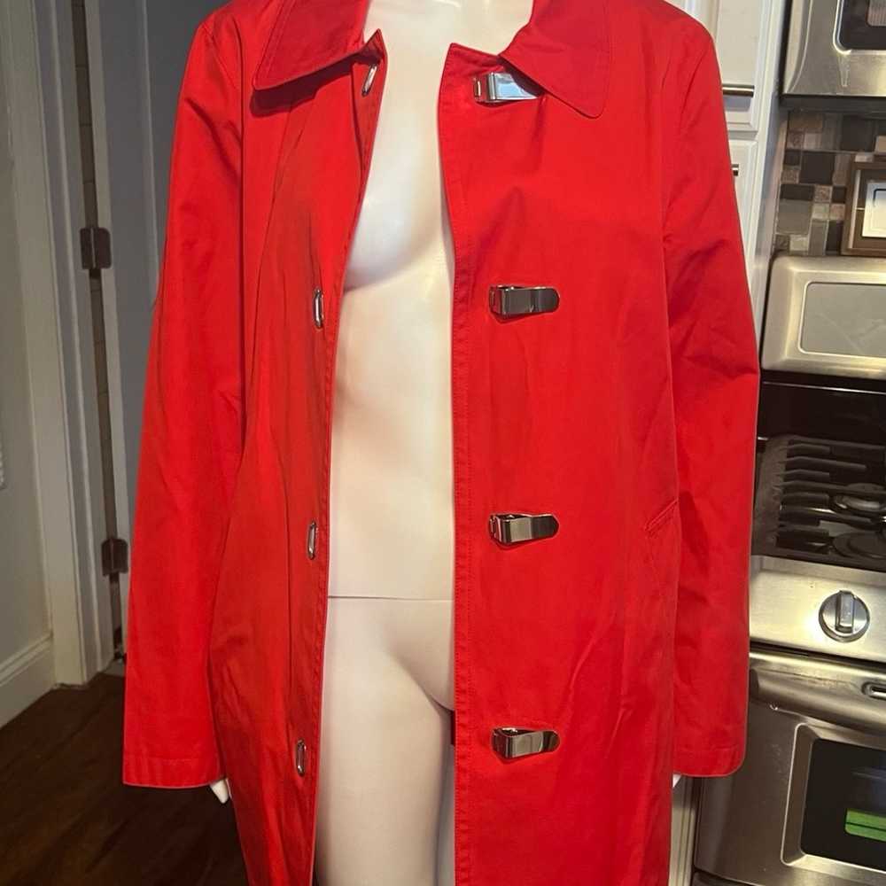 Michael Kors Red Hooded Raincoat W/ Metal Toggle … - image 2