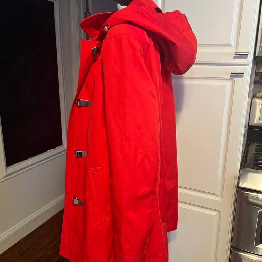 Michael Kors Red Hooded Raincoat W/ Metal Toggle … - image 5