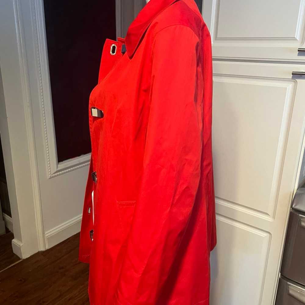 Michael Kors Red Hooded Raincoat W/ Metal Toggle … - image 7