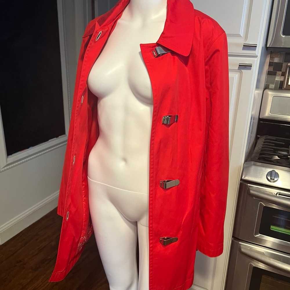 Michael Kors Red Hooded Raincoat W/ Metal Toggle … - image 8