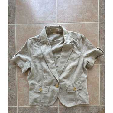 Michael Kors Linen beige one button Blazer short … - image 1