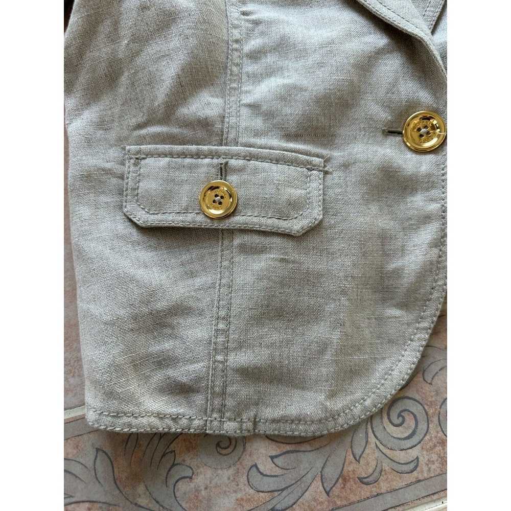 Michael Kors Linen beige one button Blazer short … - image 3