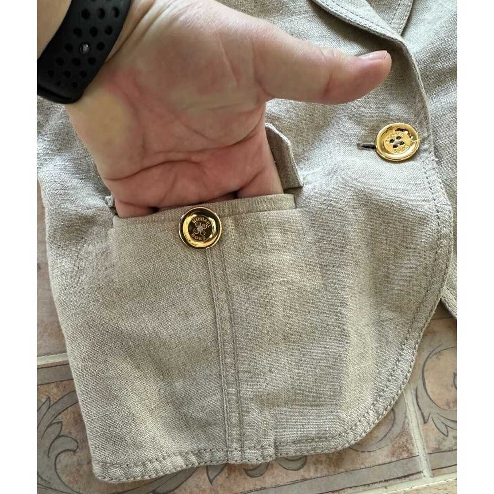 Michael Kors Linen beige one button Blazer short … - image 4