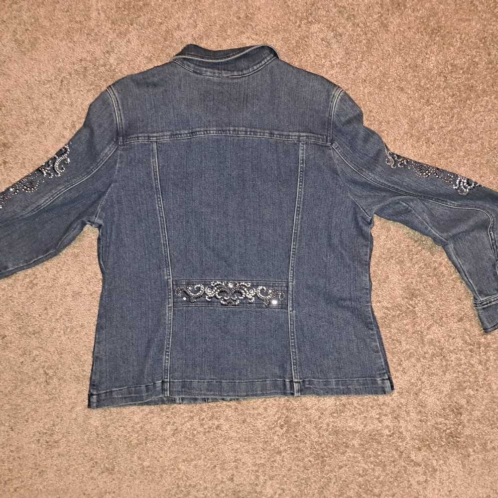 Vintage Large Denim Jacket  with Swarovski crysta… - image 3