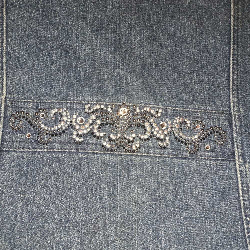 Vintage Large Denim Jacket  with Swarovski crysta… - image 4