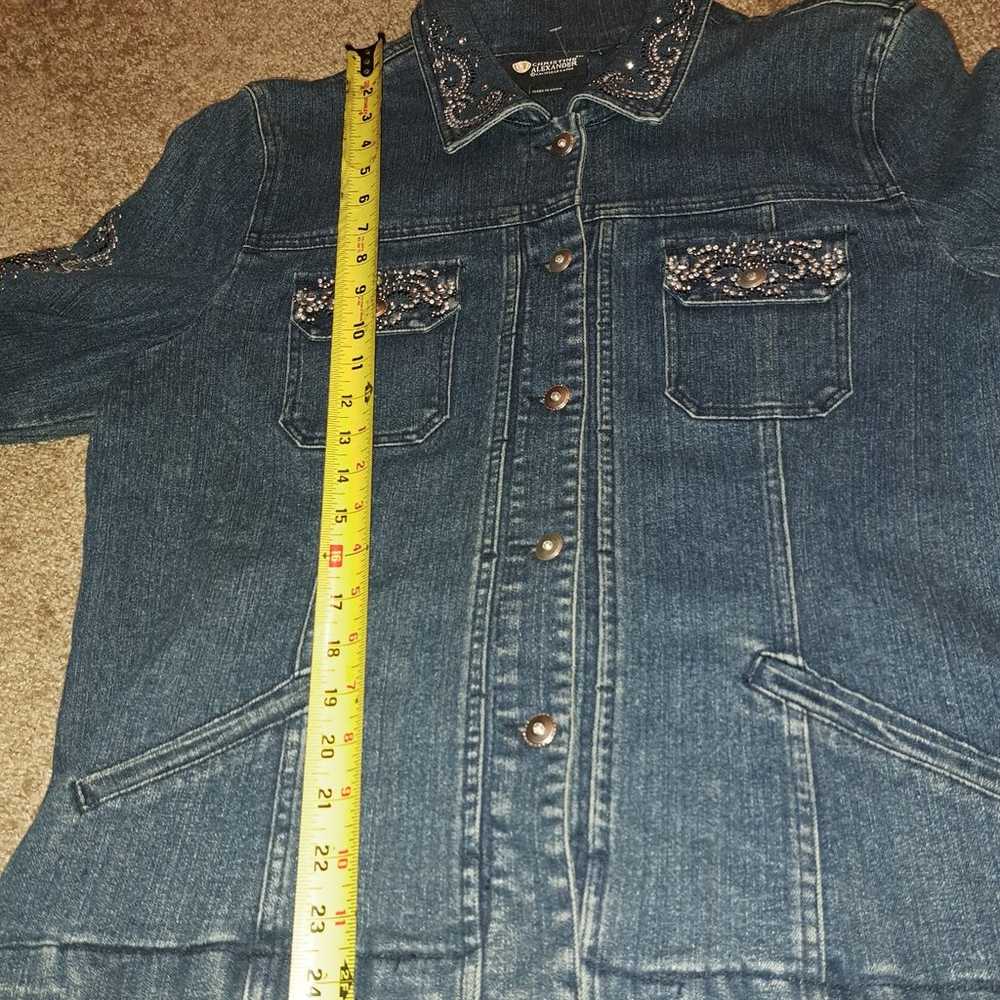 Vintage Large Denim Jacket  with Swarovski crysta… - image 5