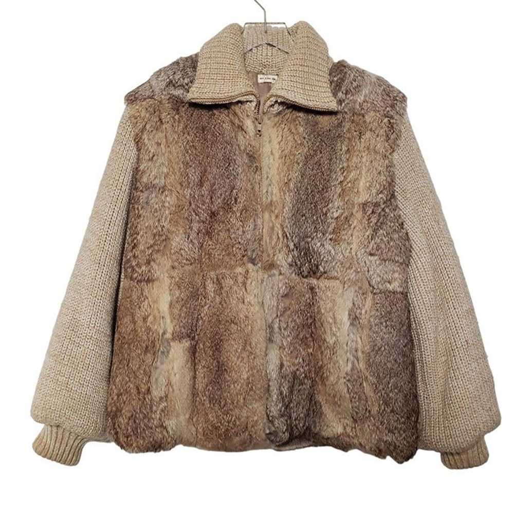 Vintage Rabbit Fur Jacket Sweater Sleeves Mob Wif… - image 1
