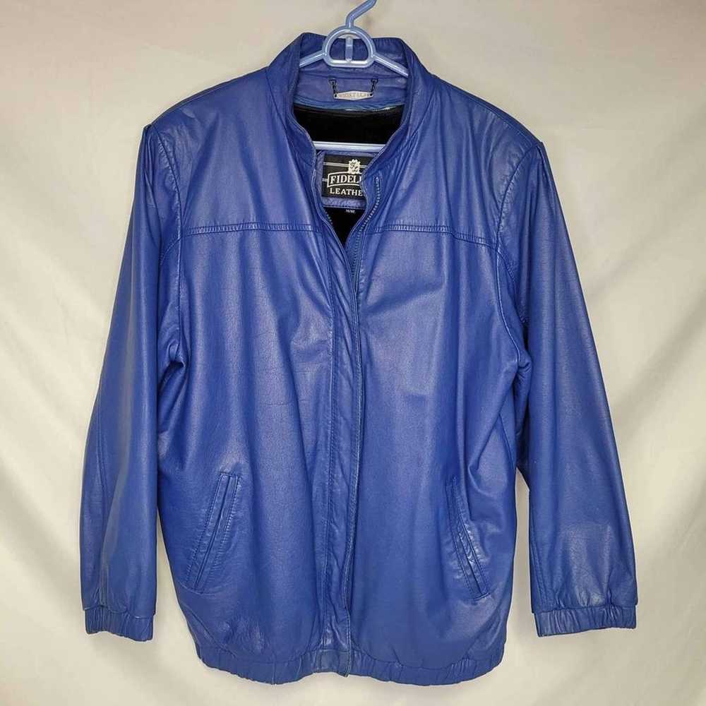 Womans vintage Fidelity leather blue jacket - image 1