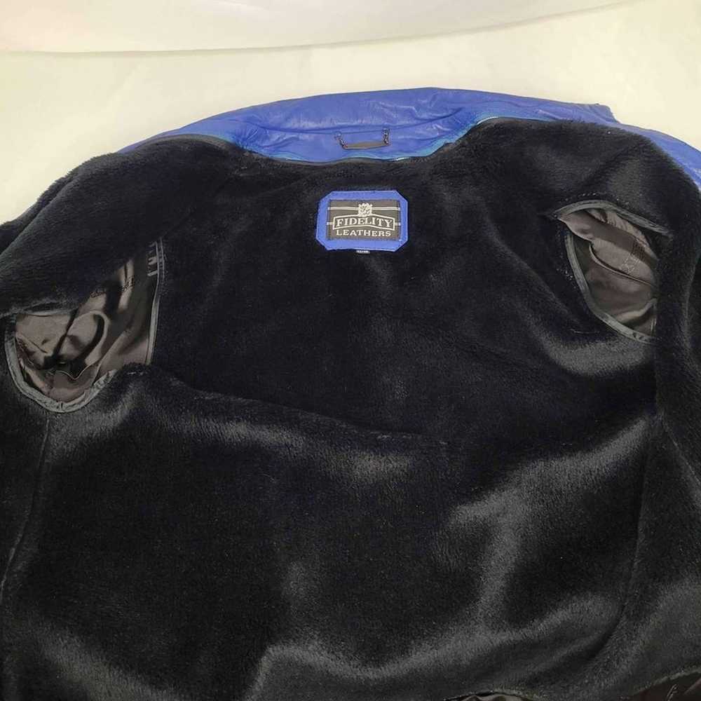 Womans vintage Fidelity leather blue jacket - image 3