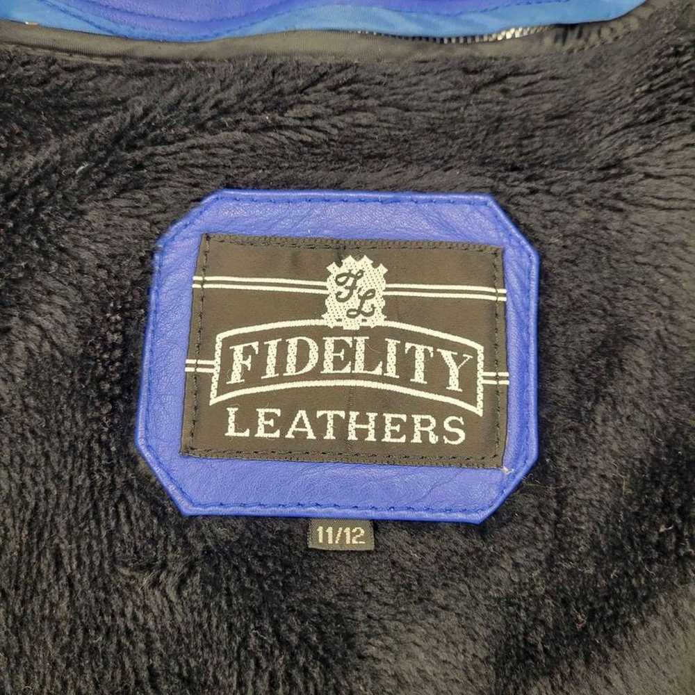 Womans vintage Fidelity leather blue jacket - image 4