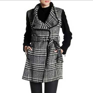 Guess Belted Wool Plaid Trench Coat - image 1