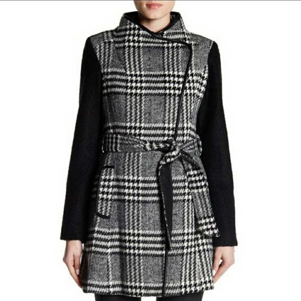 Guess Belted Wool Plaid Trench Coat - image 2