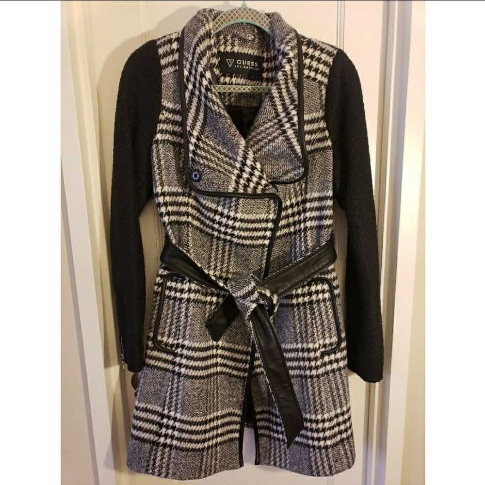 Guess Belted Wool Plaid Trench Coat - image 4