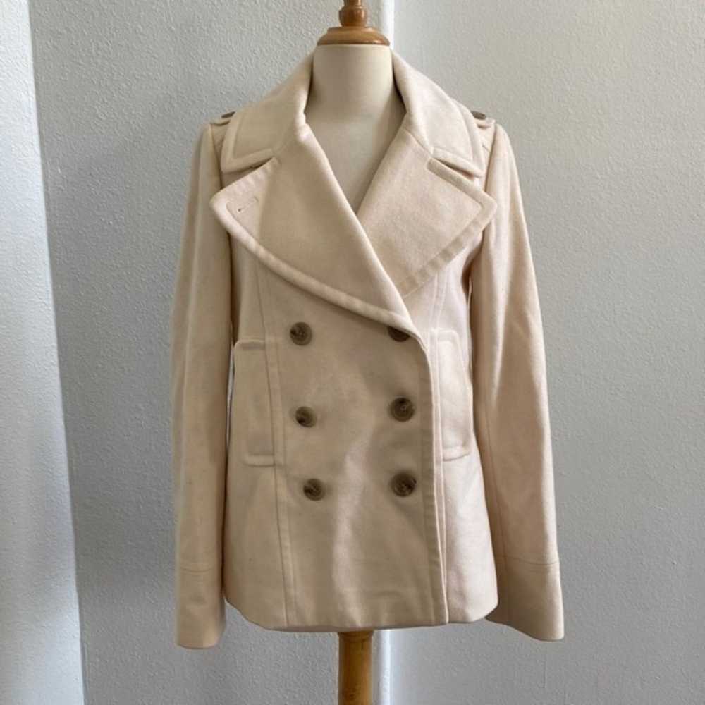 J. Crew Women's Cream100% Wool Button Coat Jacket - image 1
