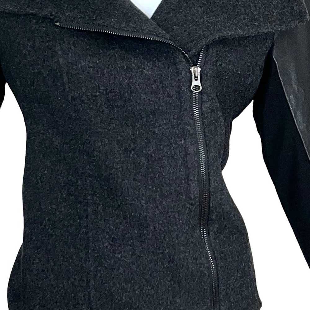 Vince Moto Jacket Wool Leather Combo Long Sleeve … - image 10