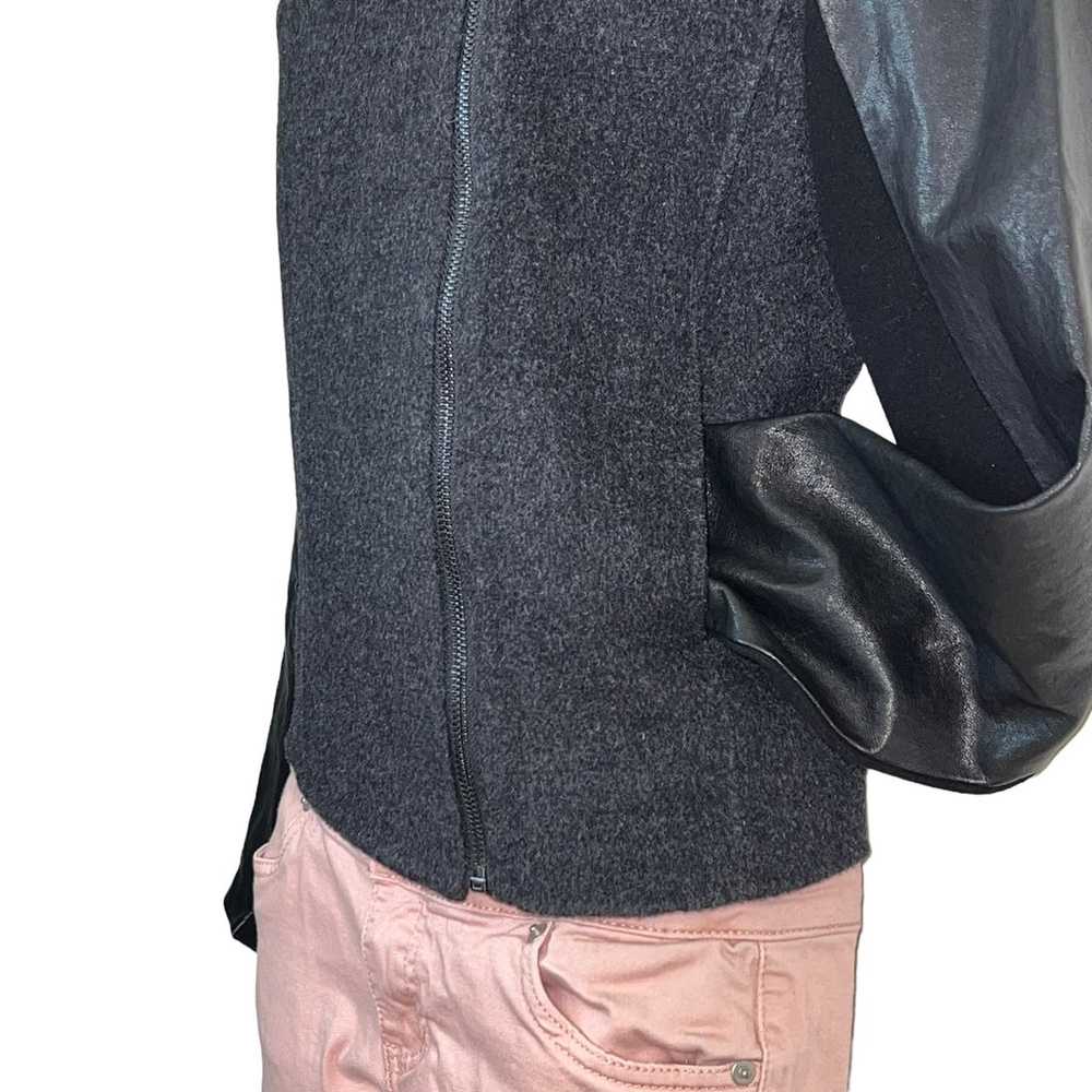 Vince Moto Jacket Wool Leather Combo Long Sleeve … - image 11