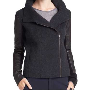 Vince Moto Jacket Wool Leather Combo Long Sleeve … - image 1