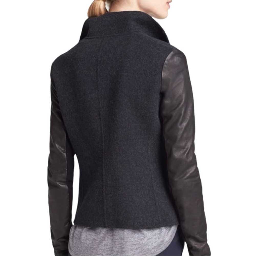 Vince Moto Jacket Wool Leather Combo Long Sleeve … - image 2