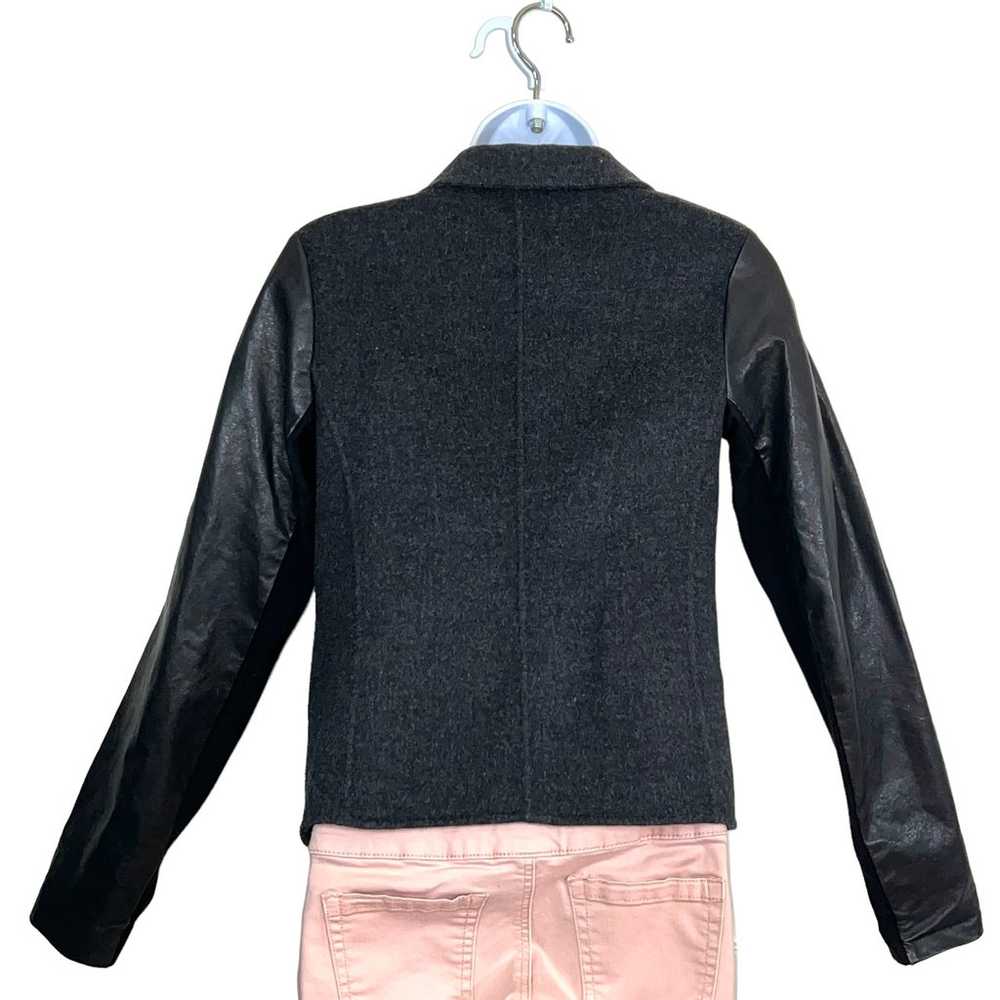 Vince Moto Jacket Wool Leather Combo Long Sleeve … - image 4
