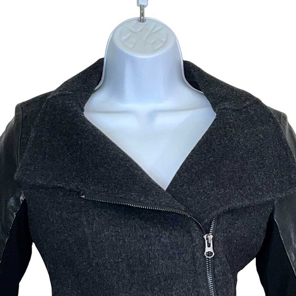 Vince Moto Jacket Wool Leather Combo Long Sleeve … - image 5