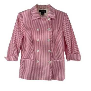 Brooks Brothers Gingham Blazer Pink Double Breaste