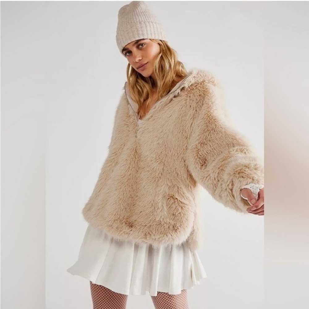 Free People Piper Faux Fur Pull Over Hooded Jacket - image 1