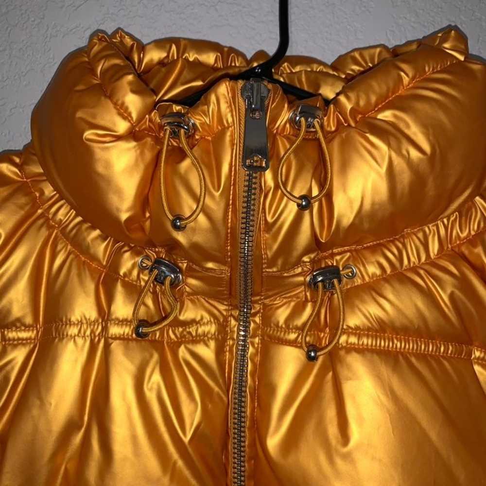 NEW Zara Gold Metallic Puffer Jacket Coat Small - image 4