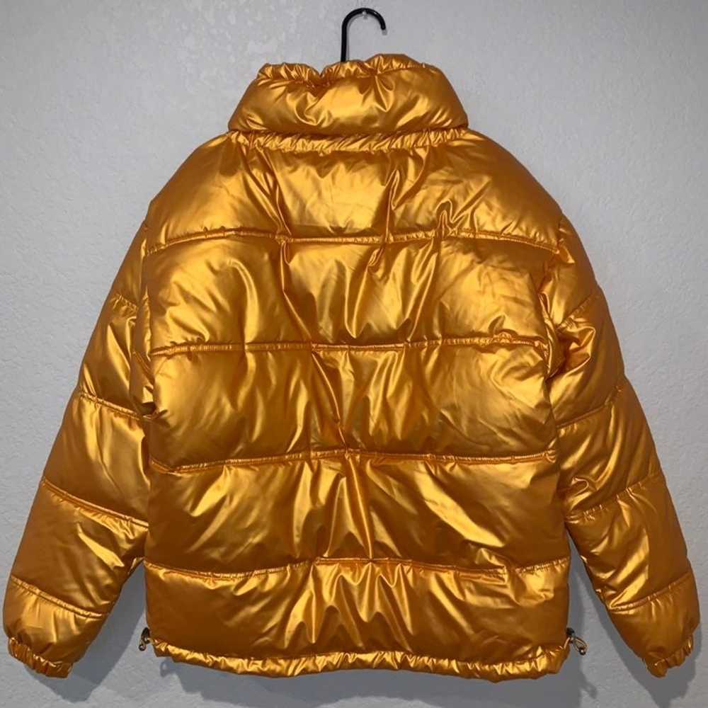 NEW Zara Gold Metallic Puffer Jacket Coat Small - image 6