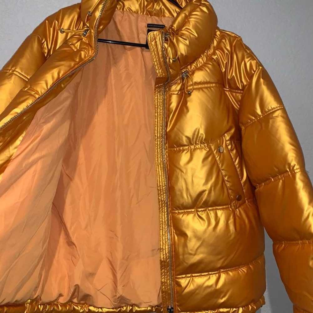 NEW Zara Gold Metallic Puffer Jacket Coat Small - image 7