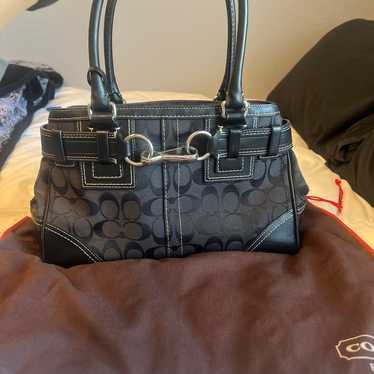 Coach leather and canvas black handbag