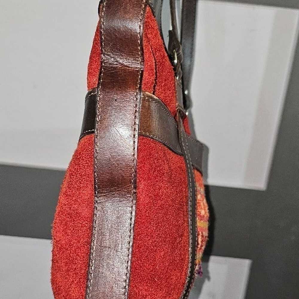 Vintage Bolivian Red Suede and Brown Tooled Leath… - image 4