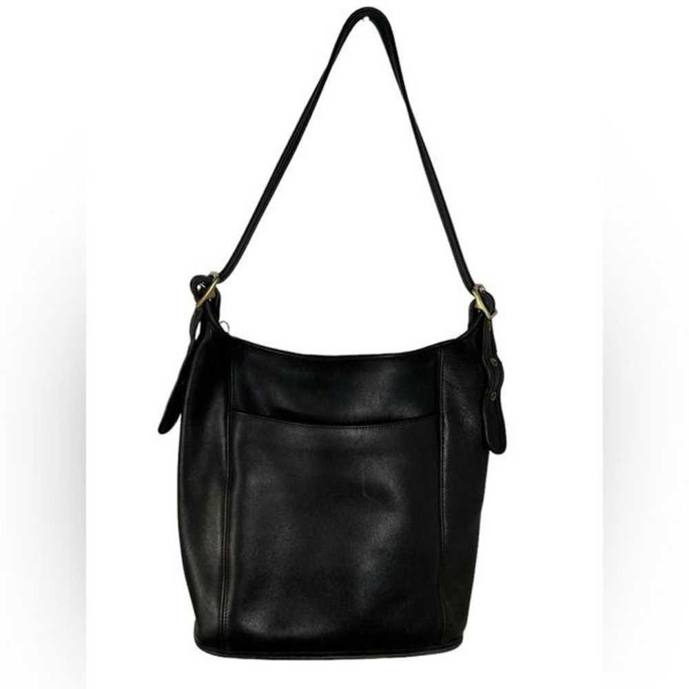 Coach Vintage Black Leather Zip Top Shoulder Bag … - image 2