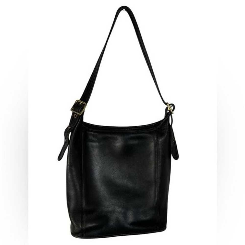 Coach Vintage Black Leather Zip Top Shoulder Bag … - image 4
