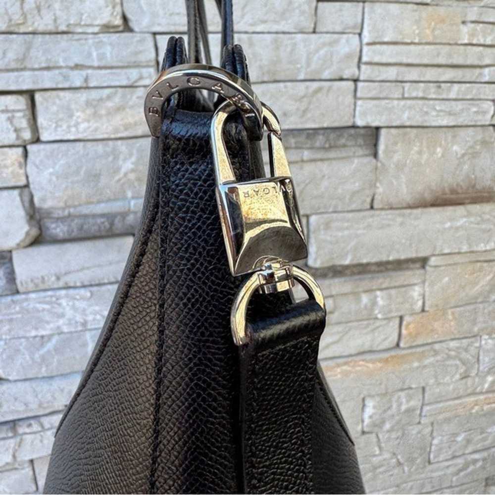 Bvlgari Vintage Black Leather Decollete Shoulder … - image 11