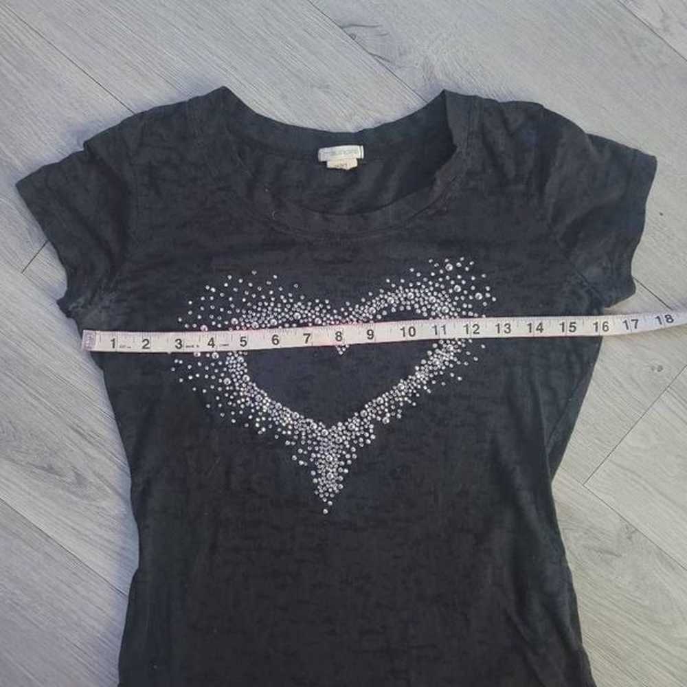 Y2K bedazzled heart baby tee short sleeved small … - image 6