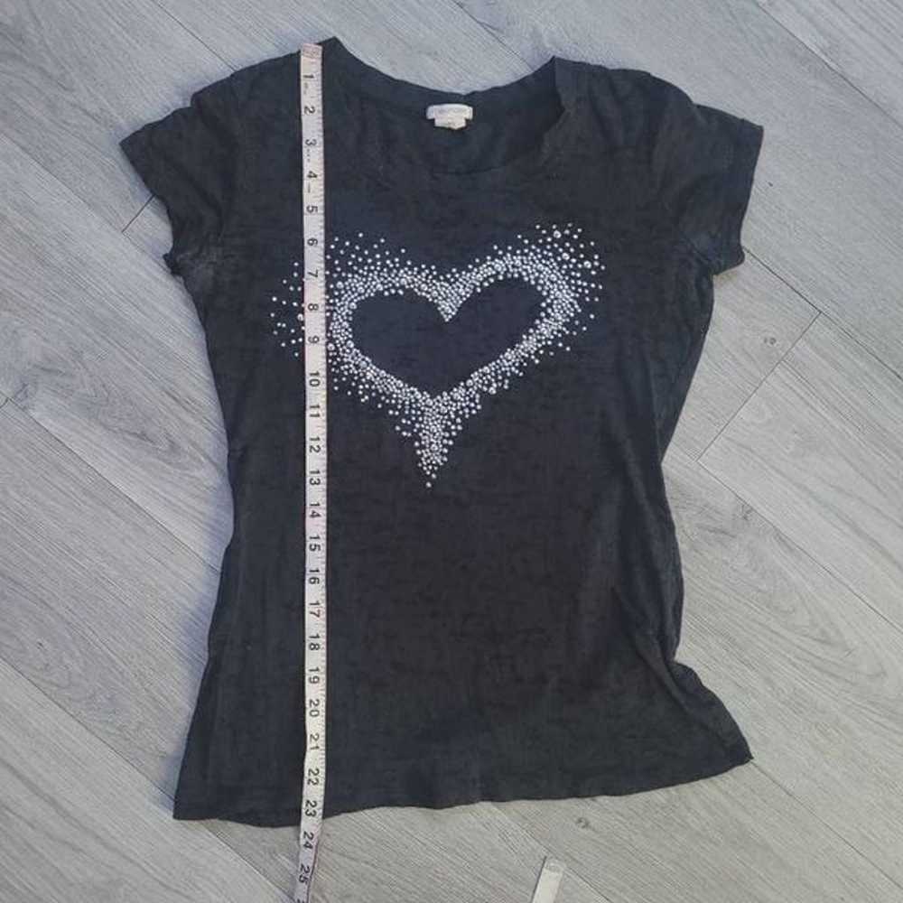 Y2K bedazzled heart baby tee short sleeved small … - image 7