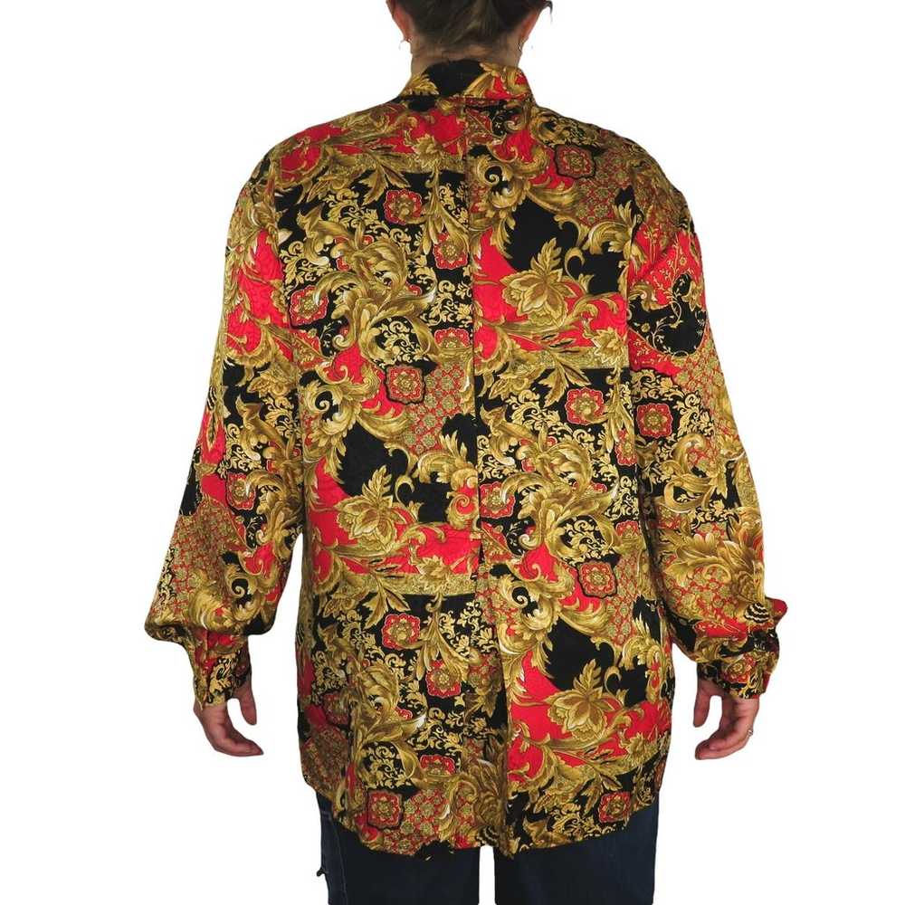 Tess Vintage Blouse Gold Black and Red Regal Butt… - image 2