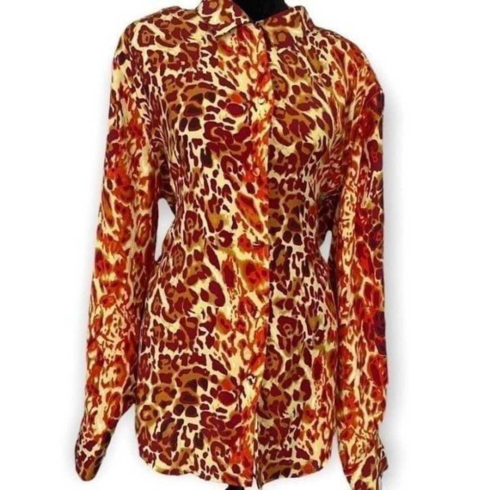 Multicolored Animal Print Long Sleeve Button Fron… - image 2