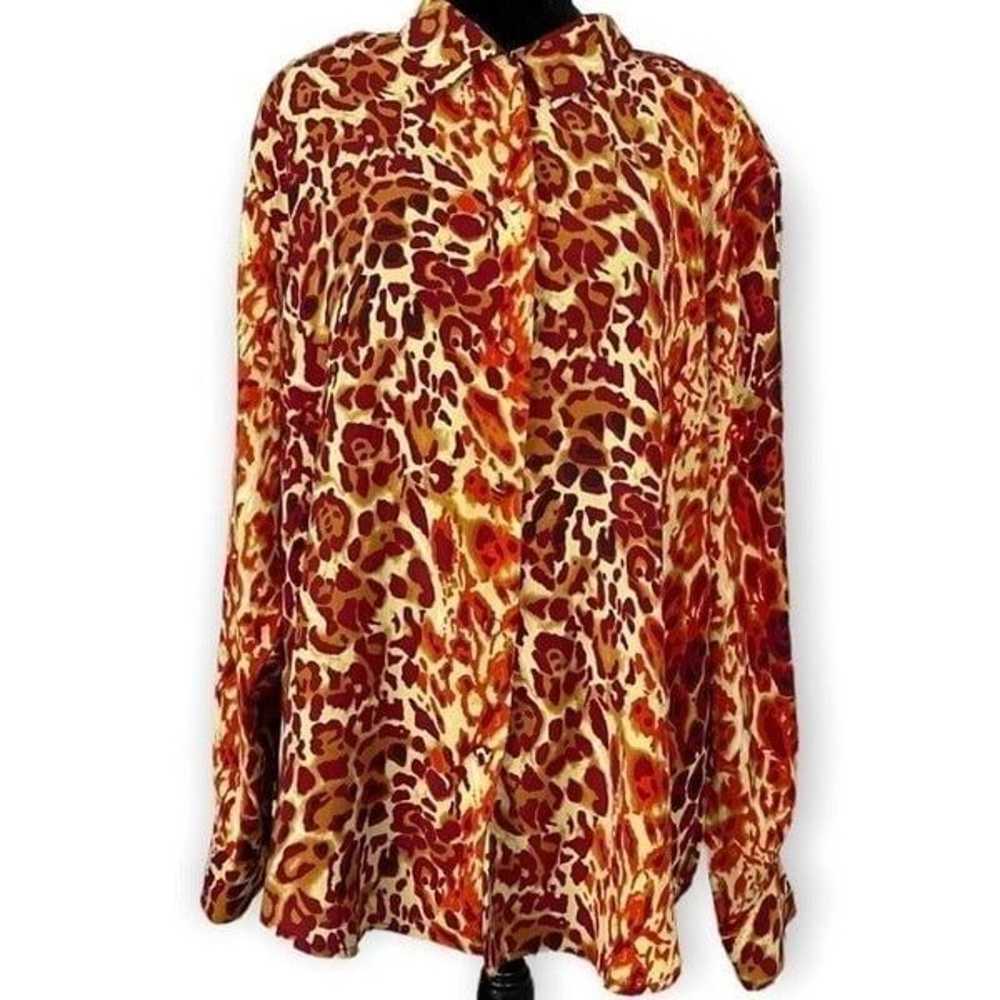 Multicolored Animal Print Long Sleeve Button Fron… - image 4