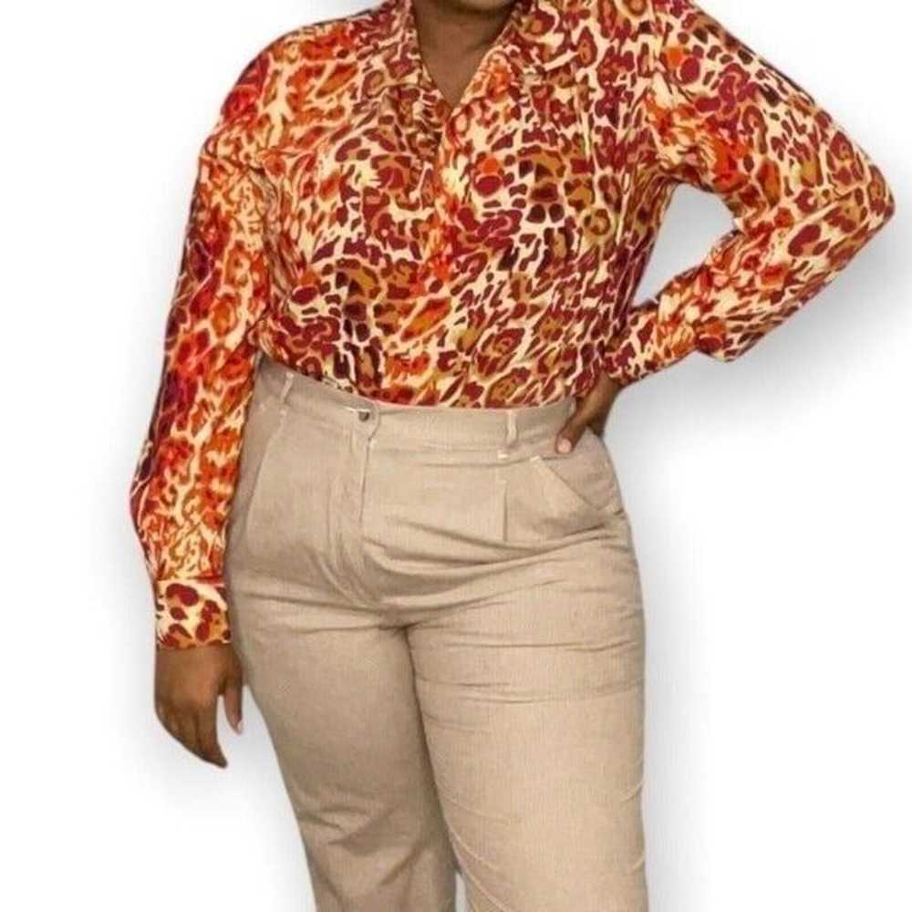 Multicolored Animal Print Long Sleeve Button Fron… - image 7