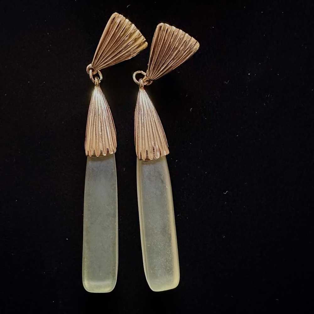 Vintage 1960 1970 Retro Frosted Drop Earrings - image 1
