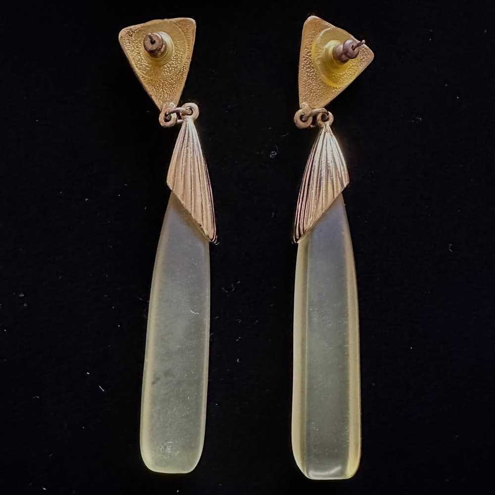 Vintage 1960 1970 Retro Frosted Drop Earrings - image 2